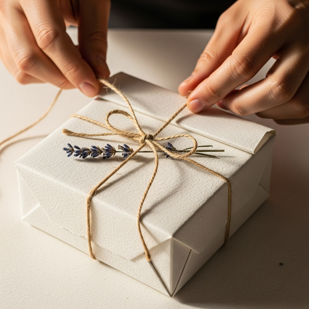 Manos entregando un regalo decorado con esmero y un lazo elegante
