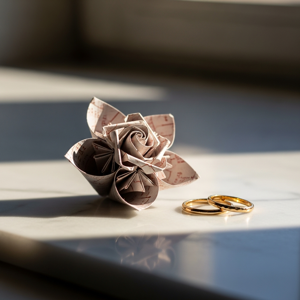 Pareja sonriente abrazándose mientras sostienen un paquete de regalo envuelto con un elegante lazo dorado
