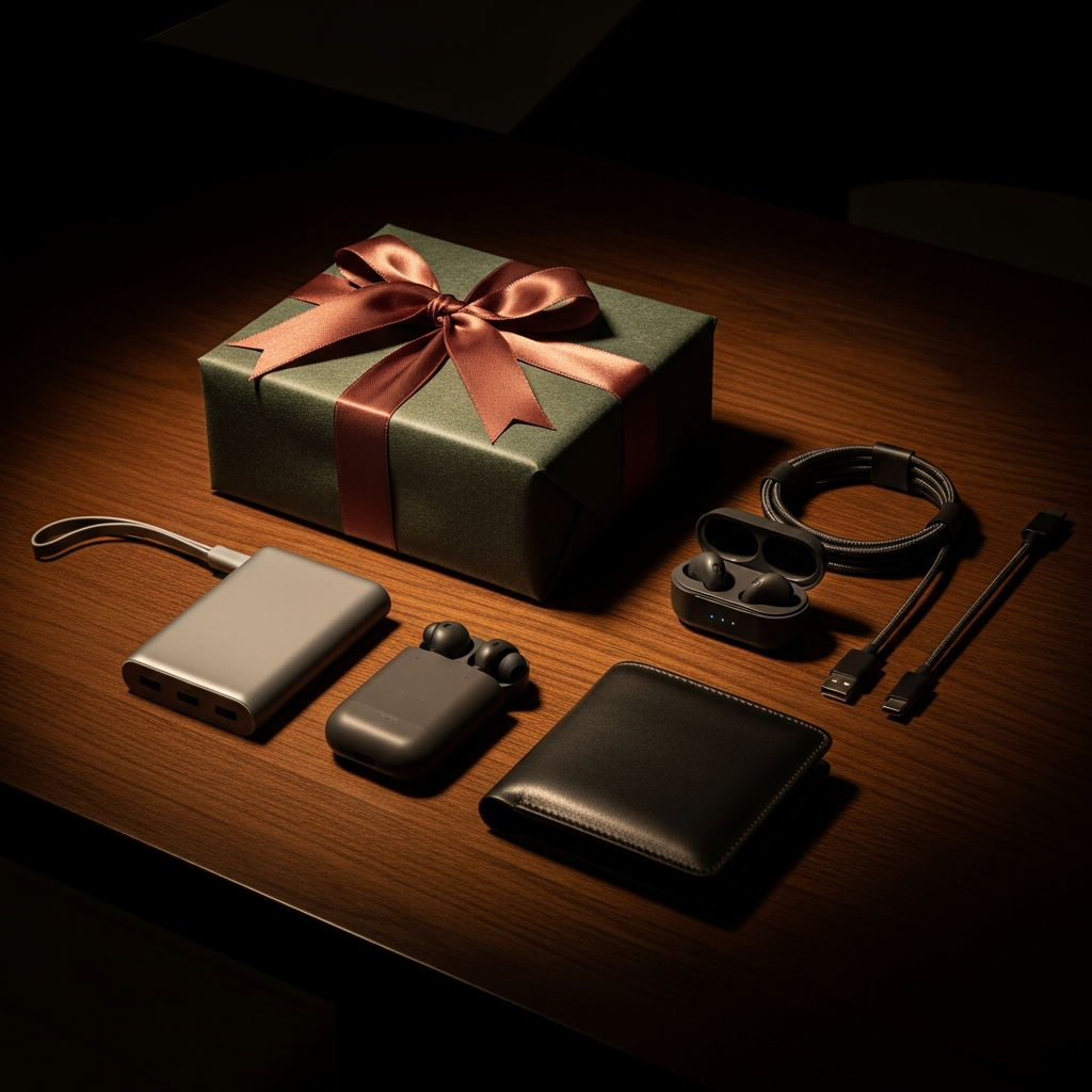 Un hombre mayor sonríe feliz mientras sostiene una caja de regalo envuelta con un lazo elegante